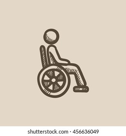 Disabled person vector sketch icon isolated on background. Hand drawn Disabled person icon. Disabled person sketch icon for infographic, website or app.
