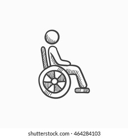 Icono de esbozo vectorial de persona deshabilitada aislado en el fondo. Icono de persona con discapacidad dibujada a mano. Icono de esbozo de persona deshabilitada para infografía, sitio web o aplicación.