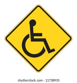 Disabled person warning raod sign