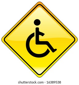  Disabled person warning road sign (us style) - vector file