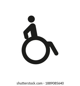 Disabled person in a wheelchair, flat icon. Handicapped patient icon.  User interface vector icon.