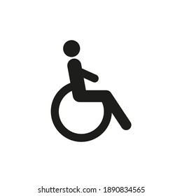 Disabled person in a wheelchair, flat icon. Handicapped patient icon.  User interface vector icon.