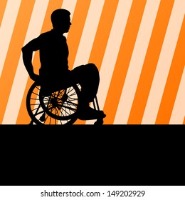 Disabled person in wheelchair vector background concept