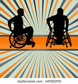 Disabled person in wheelchair vector background concept