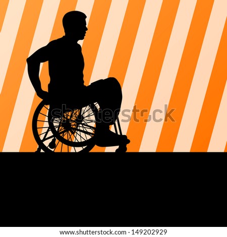 Disabled person in wheelchair vector background concept