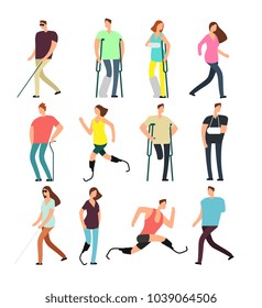 Disabled Persons Vector Cartoon Characters Set Stock Vector (Royalty ...