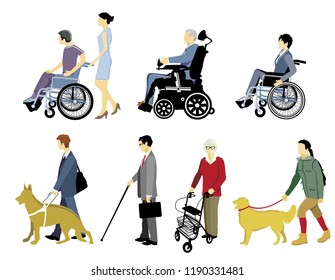 Disabled Persons with Walking Aids, Isolated