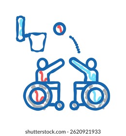 disabled play basketball doodle icon sketch vector. disabled play basketball sign. isolated symbol illustration