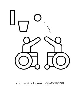 disabled play basketball line icon vector. disabled play basketball sign. isolated contour symbol black illustration