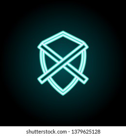 disabled protection line neon icon. Elements of Virus, antivirus set. Simple icon for websites, web design, mobile app, info graphics