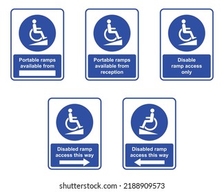 Disabled ramp access this way - disabled person vector signs