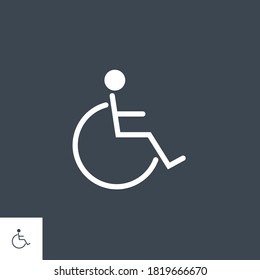 Disabled related vector glyph icon. Isolated on black background. Vector illustration.