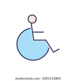 Deaktiviert verwandtes Vektorsymbol. Behinderte im Rollstuhl-Linearsymbol. Service für Menschen mit Behinderungen. Handicap. Einzeln auf weißem Hintergrund. Vektorgrafik. Bearbeitbarer Hub