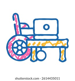 disabled remote job doodle icon sketch vector. disabled remote job sign. isolated symbol illustration