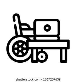 disabled remote job line icon vector. disabled remote job sign. isolated contour symbol black illustration