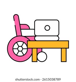 disabled remote job line icon vector. disabled remote job sign. isolated symbol illustration