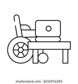 disabled remote job line icon vector. disabled remote job sign. isolated contour symbol black illustration