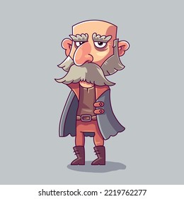 Disabled, sad, old guy drawing vector art.