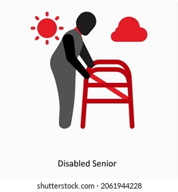 Disabled Senior or Elders Icon Concept