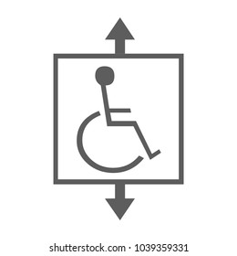 Disabled sign with arrow icon isolated on background. Invalid. Human on wheelchair. Trendy Simple vector symbol for web site design or button to mobile app. Logo illustration