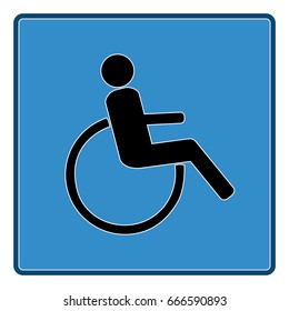 Disabled sign in blue square. 
