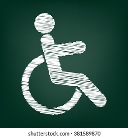 Disabled sign. Flat style icon with chalk effect