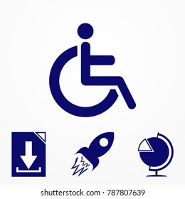 Disabled sign icon. Invalid icon. Human on wheelchair. Vector illustration