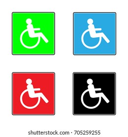 Disabled sign, icon in square set. Vector illustration