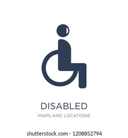 Disabled Sign icon. Trendy flat vector Disabled Sign icon on white background from Maps and Locations collection, vector illustration can be use for web and mobile, eps10