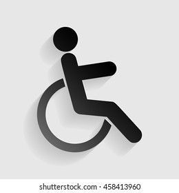 Disabled sign illustration. Black paper with shadow on gray background.