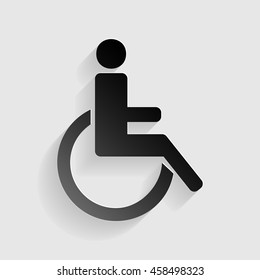 Disabled sign illustration. Black paper with shadow on gray background.