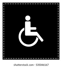 Disabled sign illustration. Black patch on white background. Isolated.