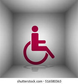 Disabled sign illustration. Bordo icon with shadow in the room.