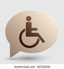 Disabled sign illustration. Brown gradient icon on bubble with shadow.