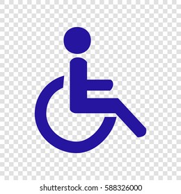 Disabled sign illustration. Vector. Blue icon on transparent background.