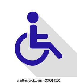 Disabled sign illustration. Vector. Blue icon with flat style shadow path on white background.