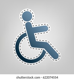 Disabled sign illustration. Vector. Blue icon with outline for cutting out at gray background.