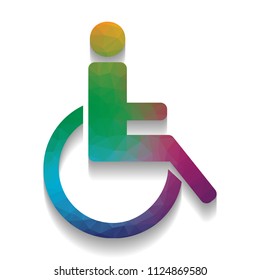 Disabled sign illustration. Vector. Colorful icon with bright texture of mosaic with soft shadow on white background. Isolated.