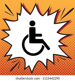 Disabled sign illustration. Vector. Comics style icon on pop-art background.