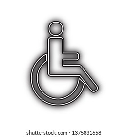 Disabled sign illustration. Vector. Double contour black icon with soft shadow at white background. Isolated.
