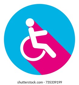 Disabled sign illustration. Vector. FFlat white icon  circle at white background. Isolated.