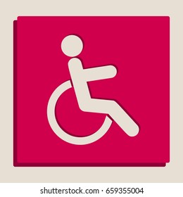 Disabled sign illustration. Vector. Grayscale version of Popart-style icon.
