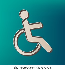Disabled sign illustration. Vector. Icon printed at 3d on sea color background.