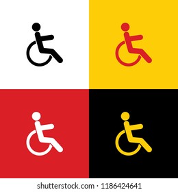 Disabled sign illustration. Vector. Icons of german flag on corresponding colors as background.
