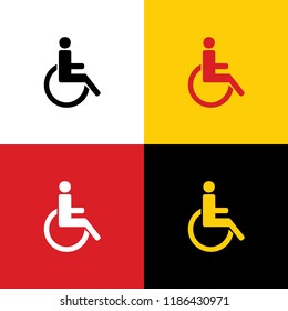 Disabled sign illustration. Vector. Icons of german flag on corresponding colors as background.