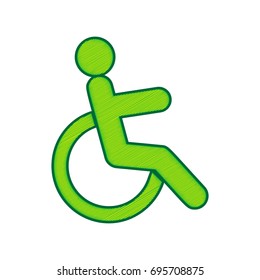 Disabled sign illustration. Vector. Lemon scribble icon on white background. Isolated