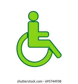 Disabled sign illustration. Vector. Lemon scribble icon on white background. Isolated
