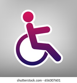 Disabled sign illustration. Vector. Purple gradient icon on white paper at gray background.