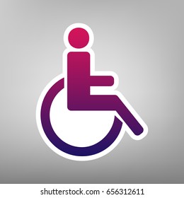 Disabled sign illustration. Vector. Purple gradient icon on white paper at gray background.