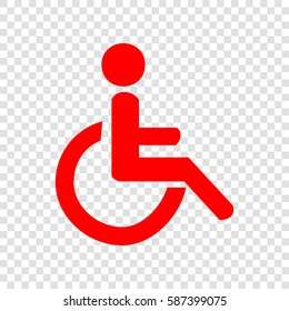 Disabled sign illustration. Vector. Red icon on transparent background.
